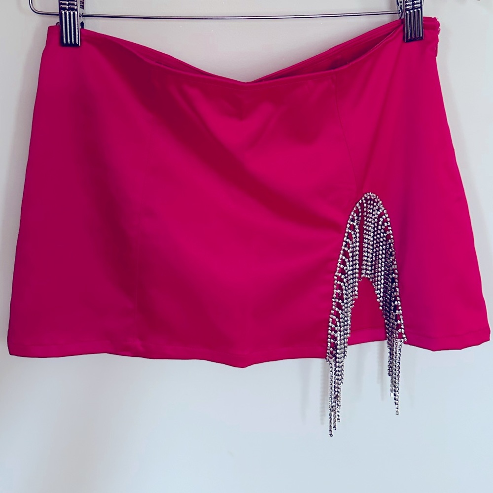 UO Satin Diamante Mini Skirt